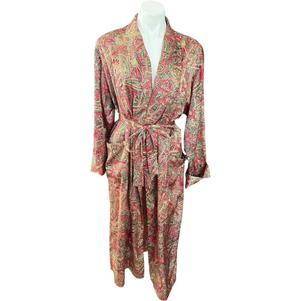Y2K Victoria Secret Sexy Paisley Robe Red Green Gold size S/XS